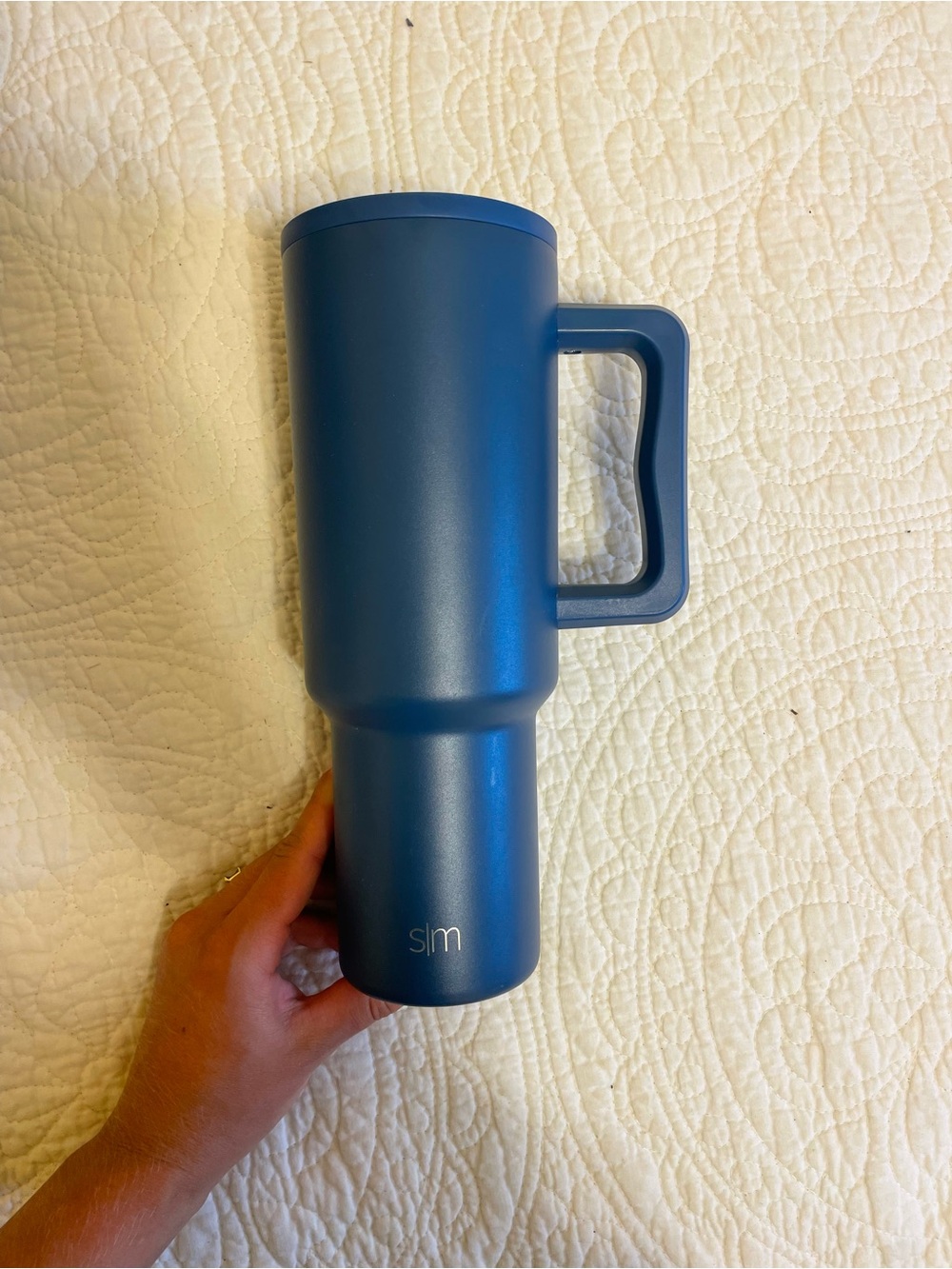 Simple Modern Tall Blue Travel Mug with Handle